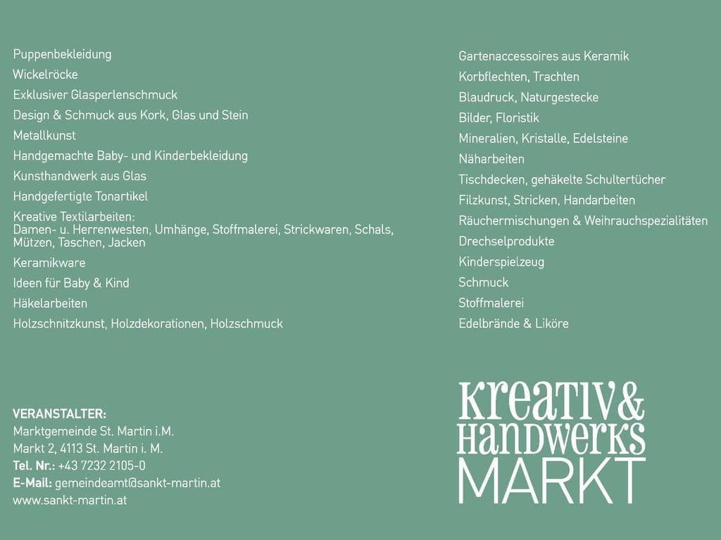 Kreativ- u. Handwerksmarkt am Marktplatz in St. Martin i. M.