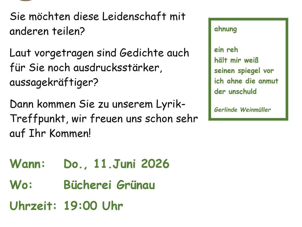 Klingende Lyrik in der Bücherei Grünau