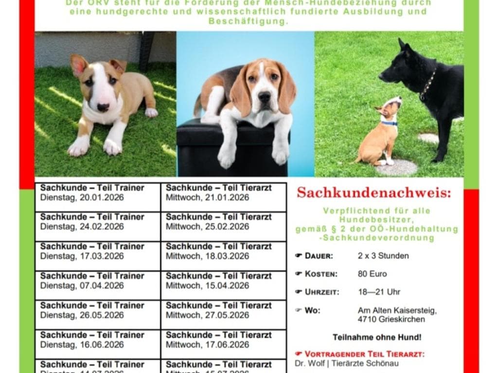 Hunde - Sachkundekurs - ÖRV Grieskirchen